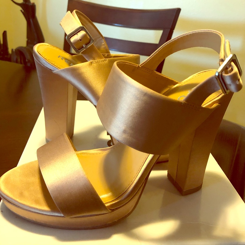 Reports Rose Gold Satin Sandal